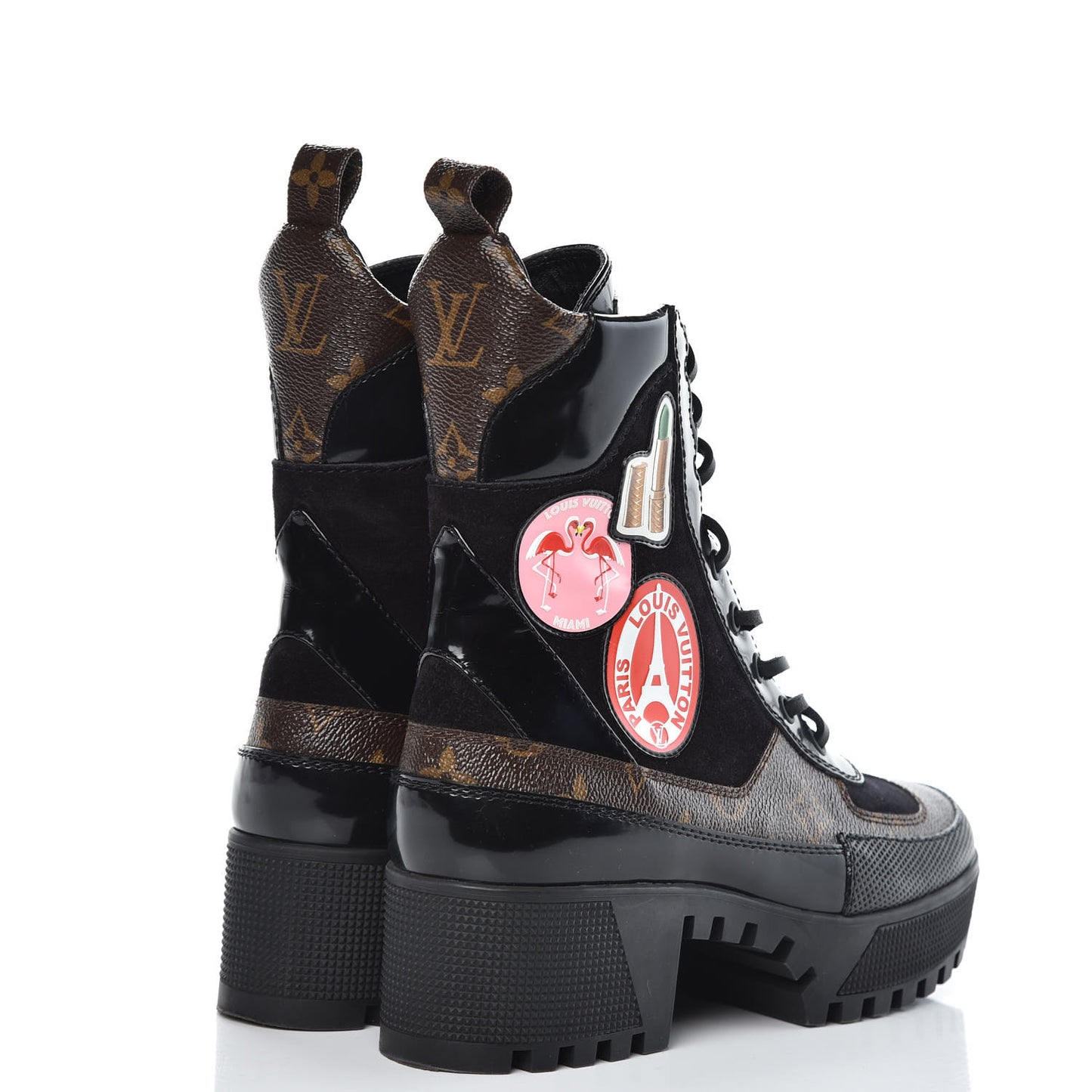 Suede Calfskin Monogram World Tour Platform Desert Boots 37 Black