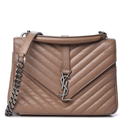 Saint Laurent Sheepskin Matelasse Chevron Monogram Medium College Bag Fard 1 of 12