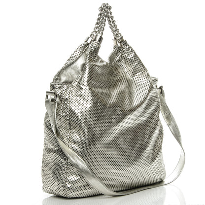 Chanel Metallic Glazed Calfskin Perforated Medium Rodeo Drive Tote Silver 3 of 8