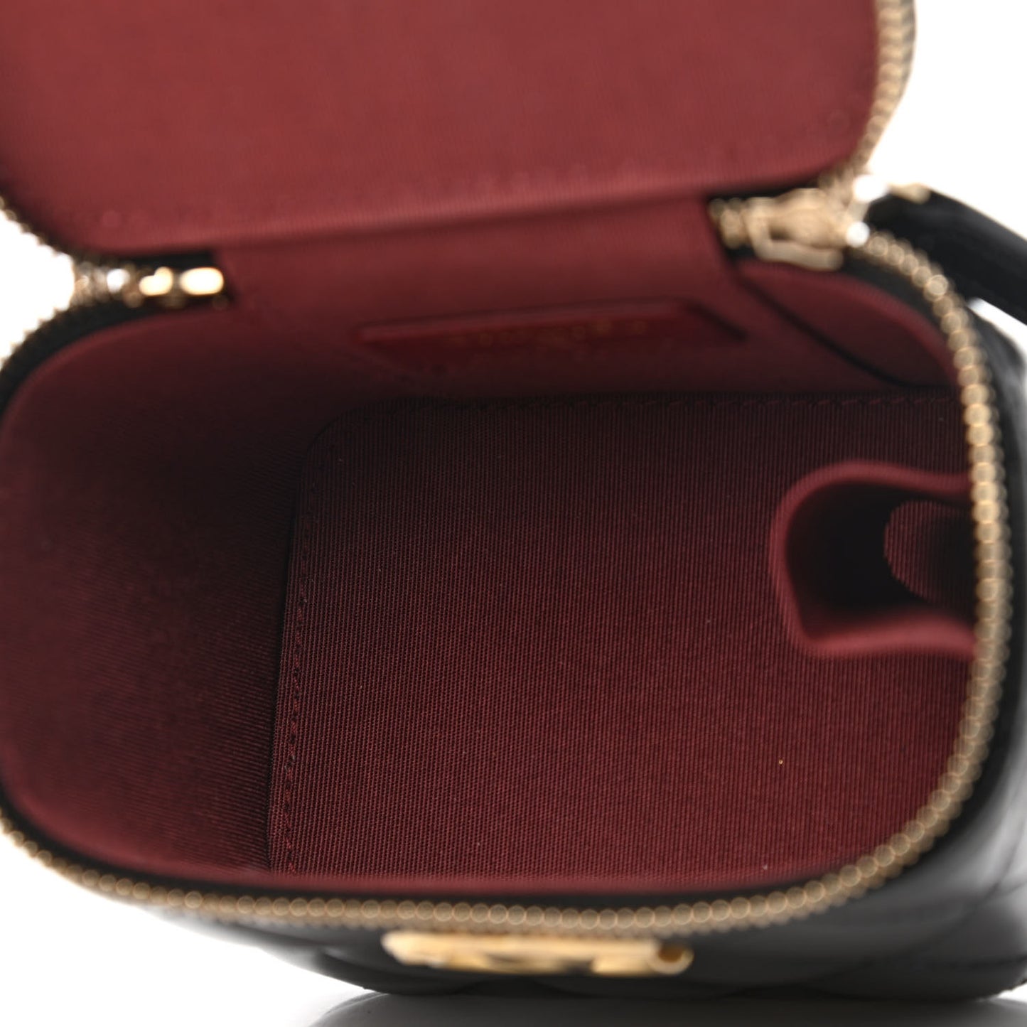 Calfskin Quilted Mini Perfect Fit Vanity Case With Chain Black