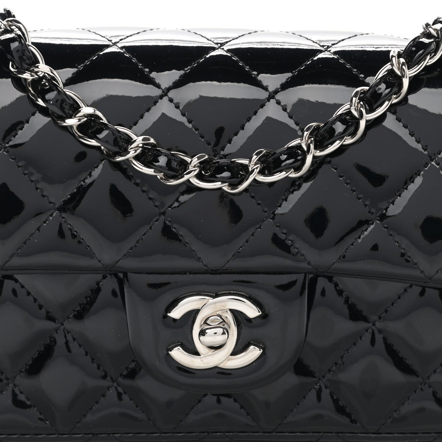 Chanel Patent Calfskin Quilted Mini Rectangular Flap Black 7 of 11
