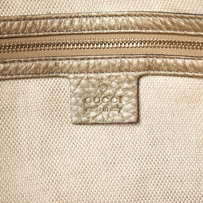 Gucci Metallic Pebbled Calfskin Large Soho Shoulder Bag Golden Beige 6 of 7