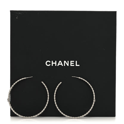 Chanel Metal Quilt CC Hoop Earrings Silver 5 of 5