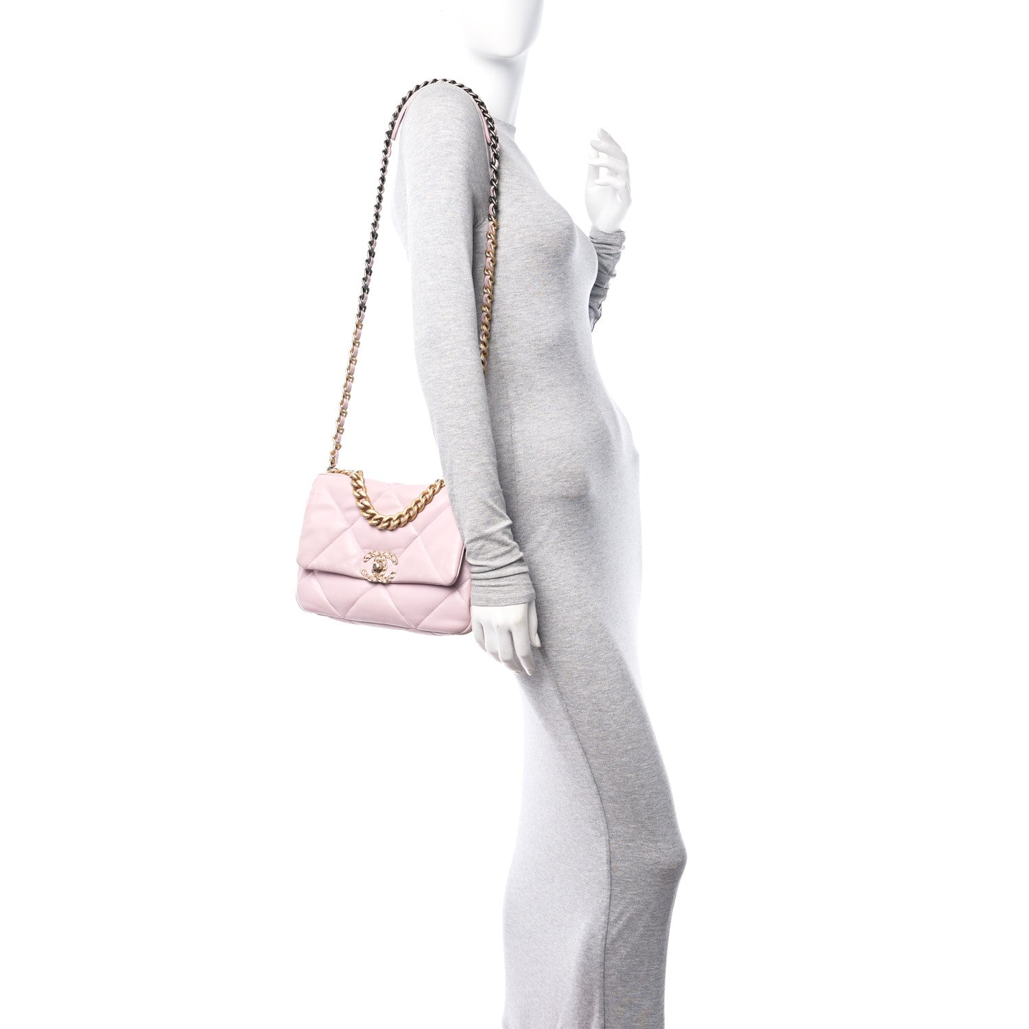 Chanel Goatskin Quilted Medium Chanel 19 Flap Light Pink 2 of 12