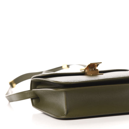 Celine Liege Calfskin Teen Classic Box Flap Bag Dark Olive 9 of 12