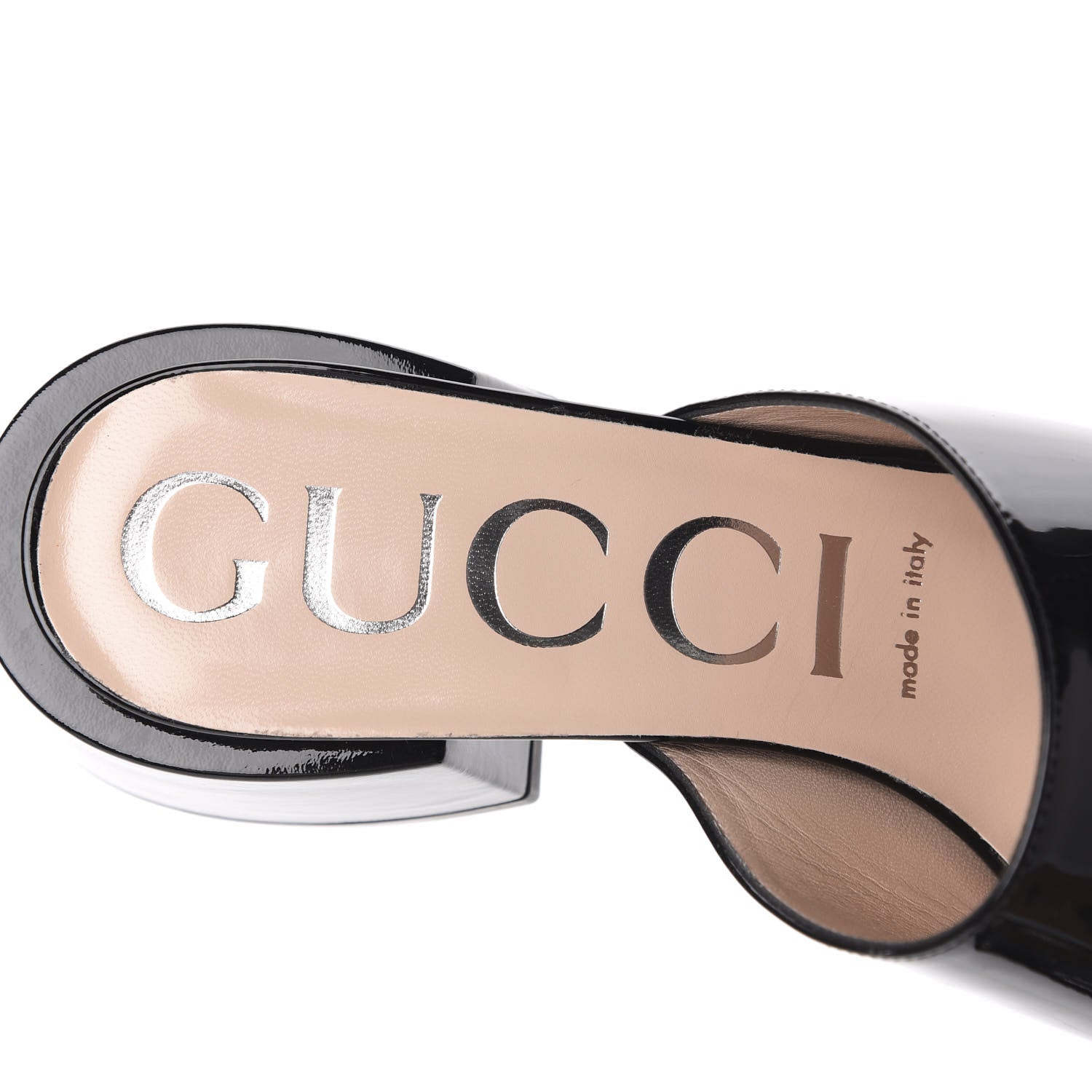 Gucci Patent Lexi Horsebit Mid-Heel Slide Sandals 38.5 Black 8 of 12