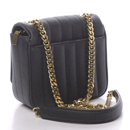 Saint Laurent Grain De Poudre Matelasse Monogram Small Vicky Chain Bag Black 3 of 12