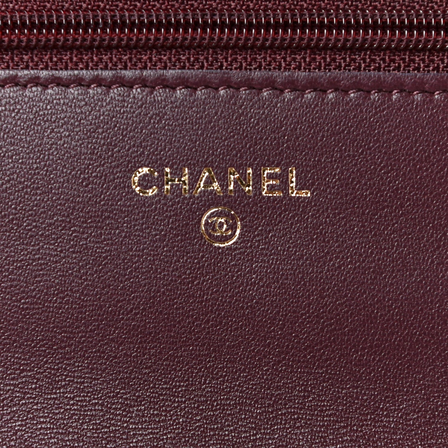 Chanel Lambskin Quilted Wallet On Chain WOC Burgundy 7 of 12
