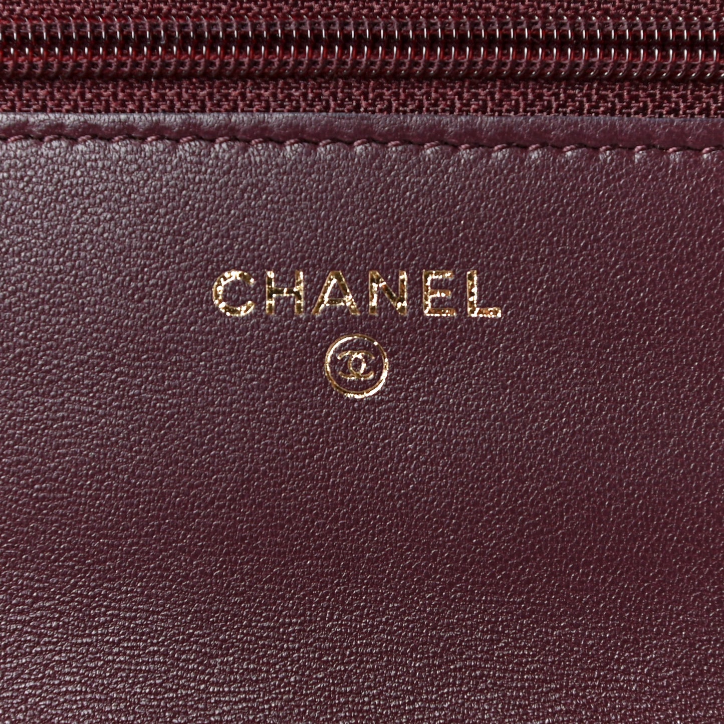 Lambskin Quilted Wallet On Chain WOC Burgundy