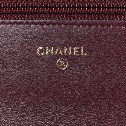 Chanel Lambskin Quilted Wallet On Chain WOC Burgundy 7 of 12