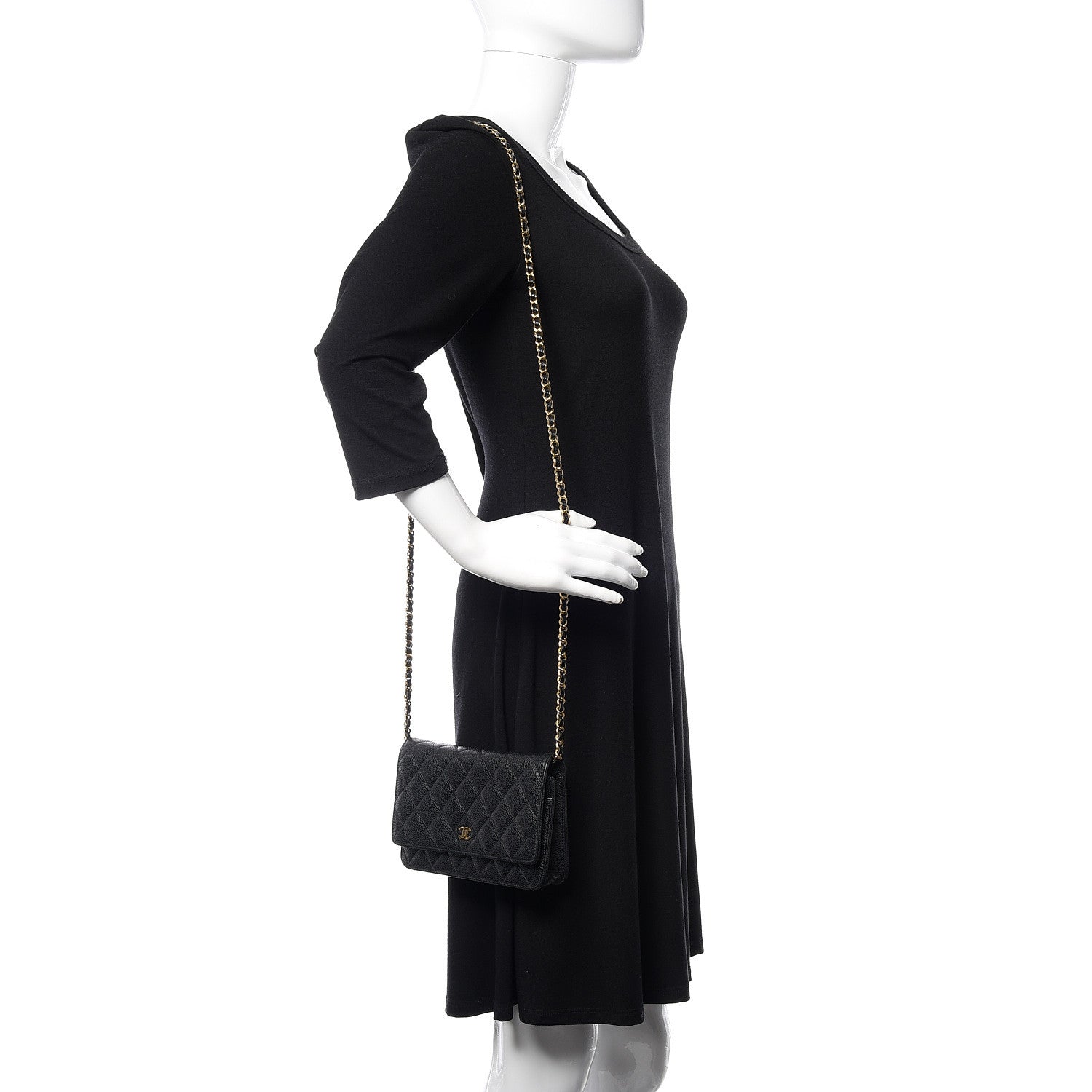 Chanel Caviar Quilted Wallet On Chain WOC Black 2 of 12