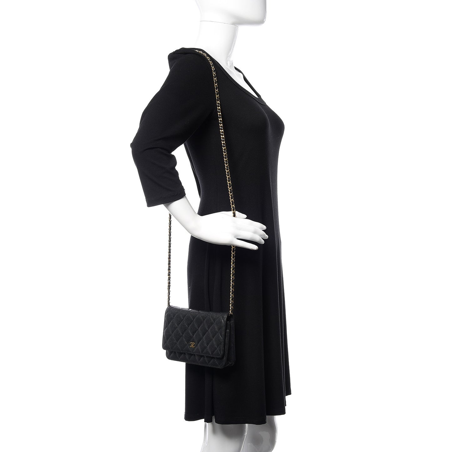 Caviar Quilted Wallet On Chain WOC Black