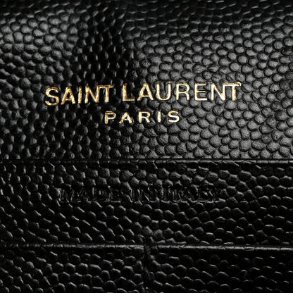 Saint Laurent Grain De Poudre Matelasse Chevron Monogram Chain Wallet Black 6 of 9