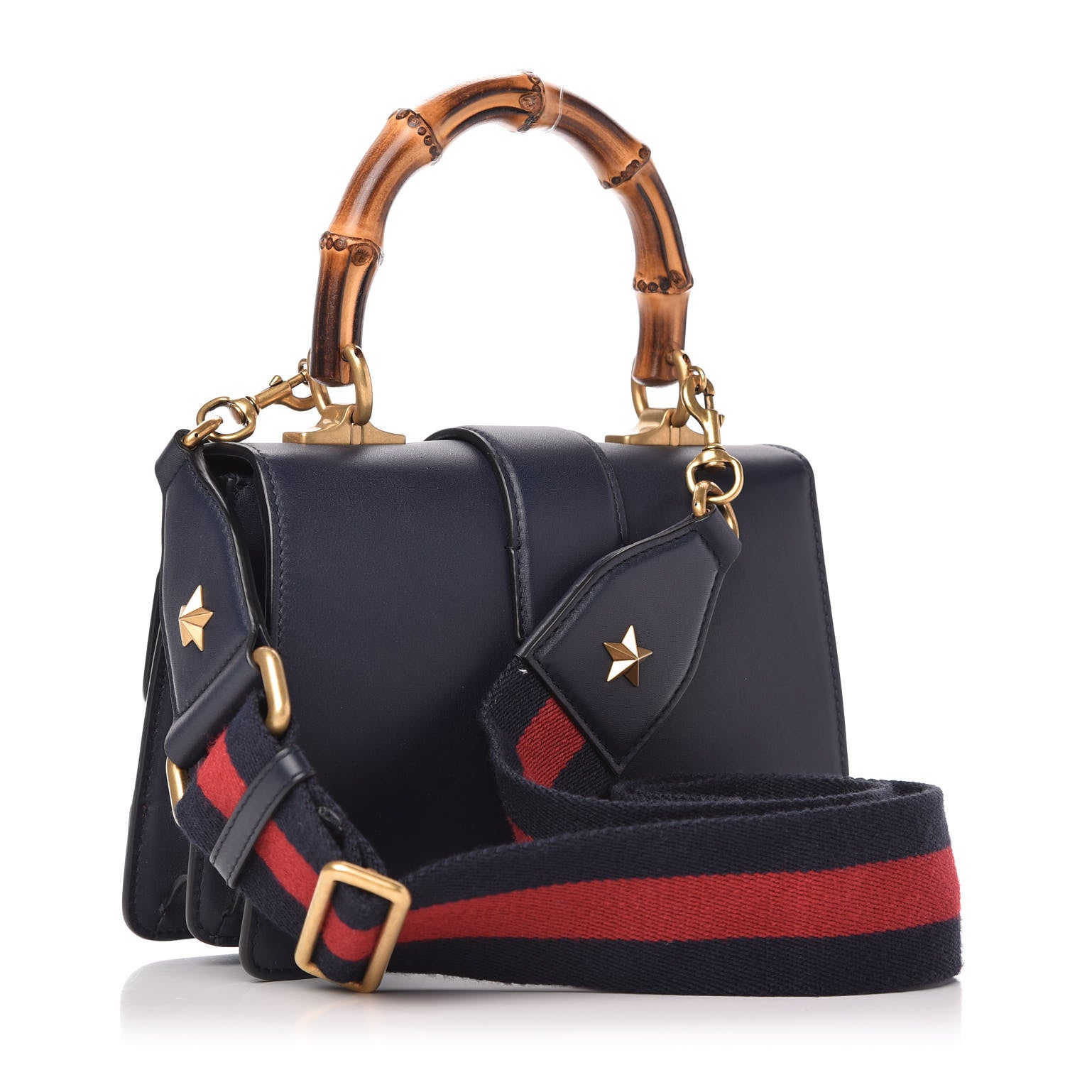 Gucci Calfskin Bamboo Web Mini Dionysus Top Handle Bag Blue Emerald Hibiscus Red 3 of 10