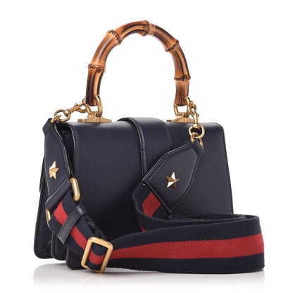 Gucci Calfskin Bamboo Web Mini Dionysus Top Handle Bag Blue Emerald Hibiscus Red 3 of 10