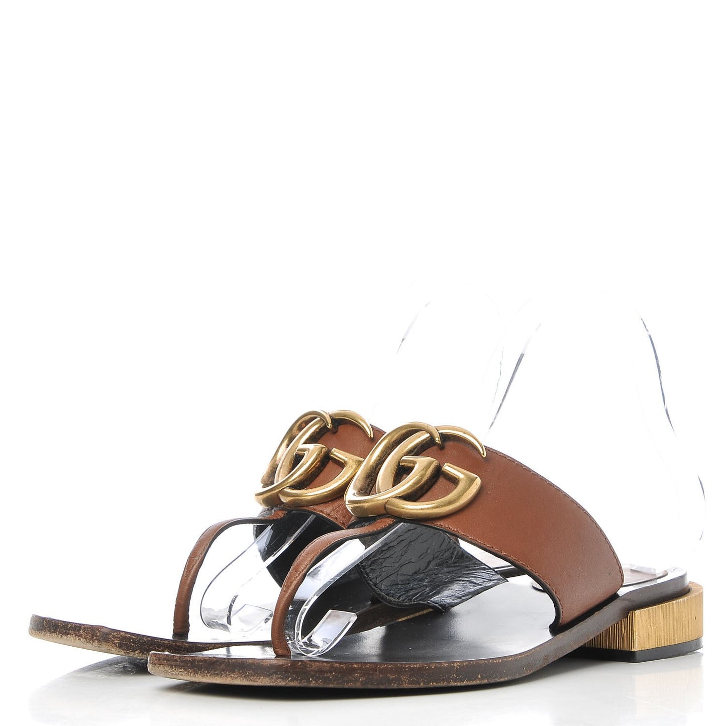 Lifford Calfskin GG Marmont Thong 25mm Sandals 38.5 Cuir