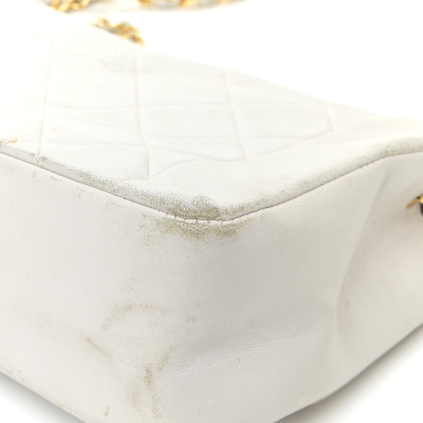 Lambskin Quilted Medium Single Flap White