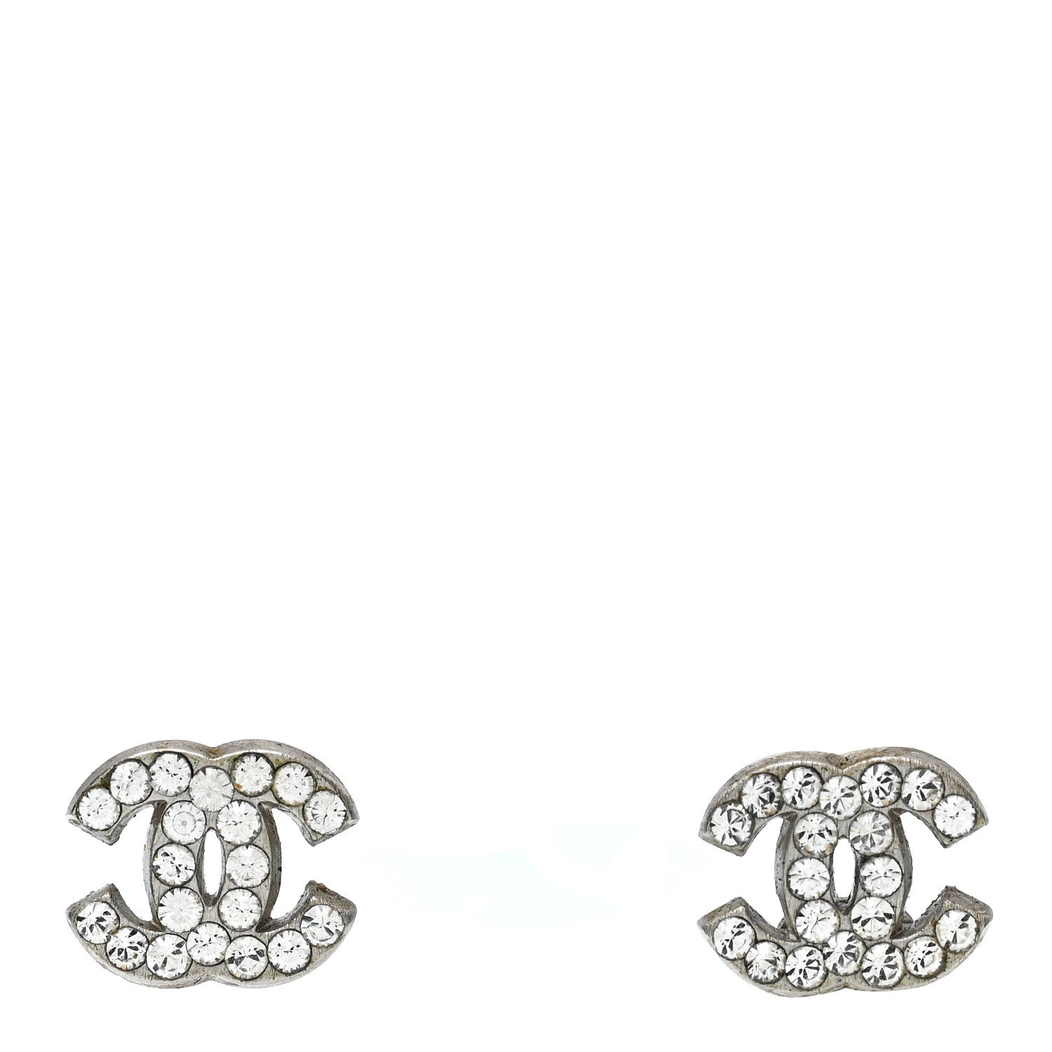 Chanel Crystal Mini Timeless CC Earrings Silver 1 of 5