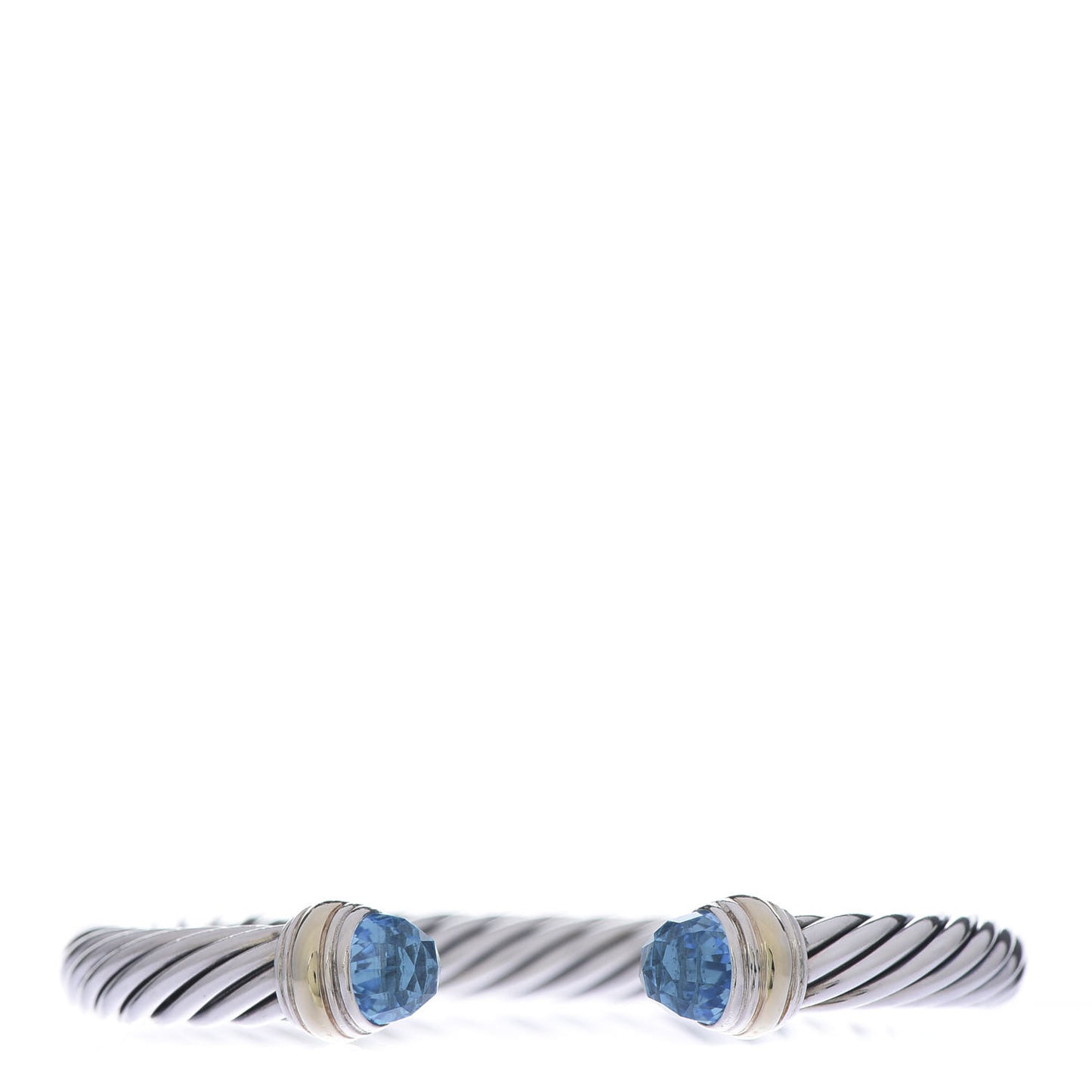 Sterling Silver 14K Yellow Gold Blue Topaz 7mm Cable Classics Bracelet