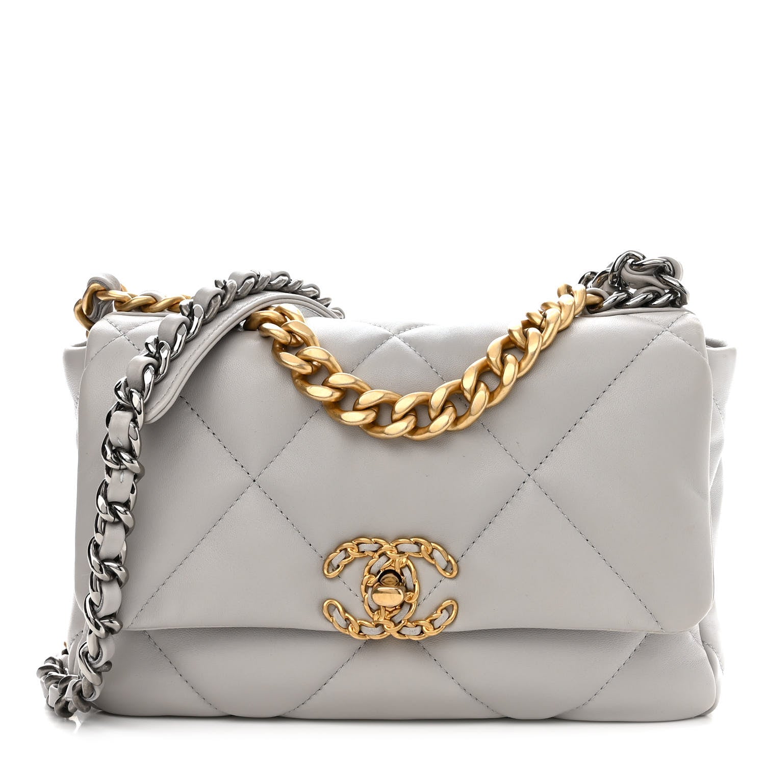 Chanel Lambskin Quilted Medium Chanel 19 Flap Grey 1 of 10