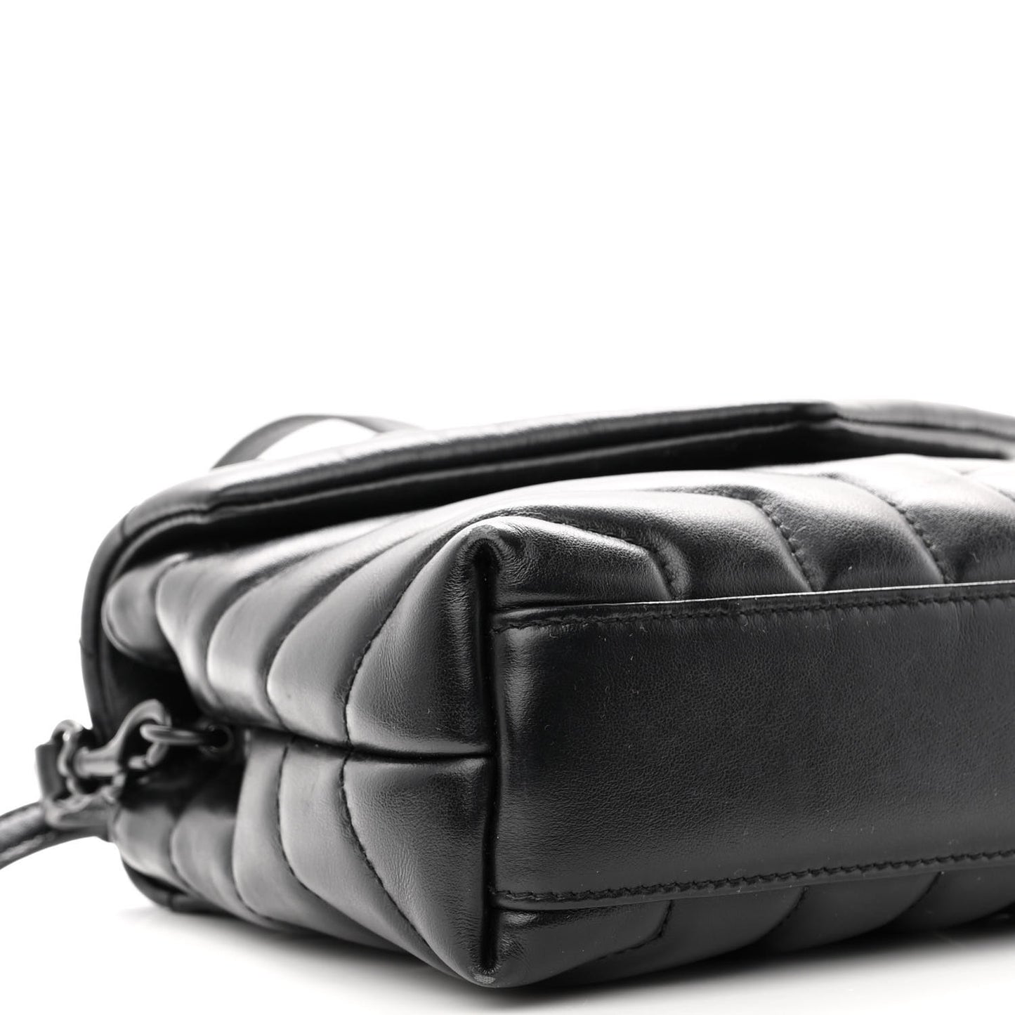 Calfskin Y Quilted Monogram Monochrome Toy Loulou Crossbody Bag Black