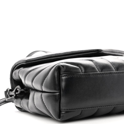 Saint Laurent Calfskin Y Quilted Monogram Monochrome Toy Loulou Crossbody Bag Black 8 of 10