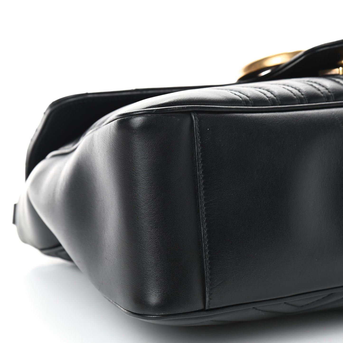 Calfskin Matelasse Medium GG Marmont Top Handle Shoulder Bag Black