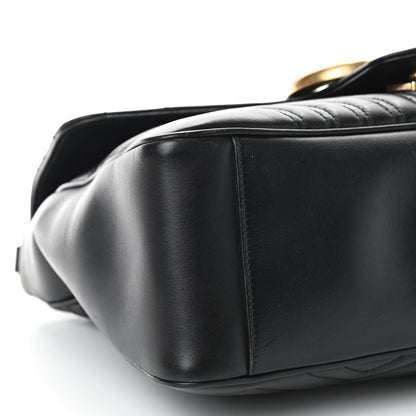 Gucci Calfskin Matelasse Medium GG Marmont Top Handle Shoulder Bag Black 6 of 11