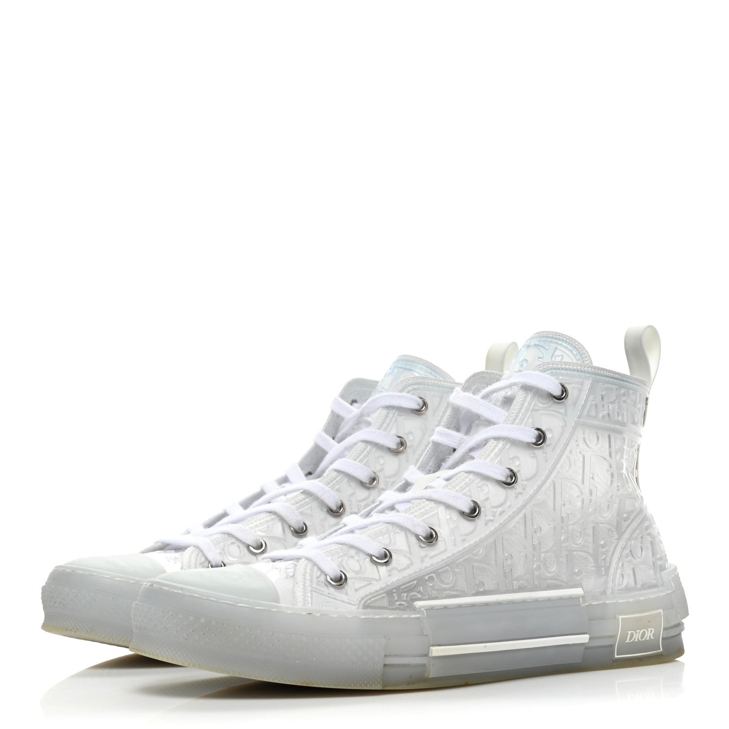 Christian Dior PVC Oblique Embossed Mens B23 High Top Sneakers 44 White 3 of 13