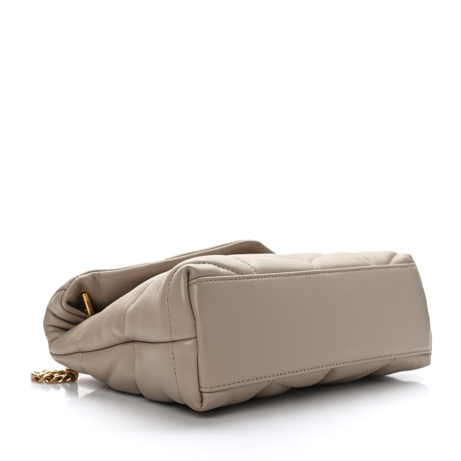 Saint Laurent Lambskin Quilted Toy Loulou Puffer Monogram Chain Satchel Dark Beige 4 of 9