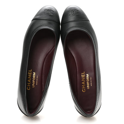 Chanel Lambskin Cap Toe CC Uniform Ballerina Flats 39 Black 2 of 8
