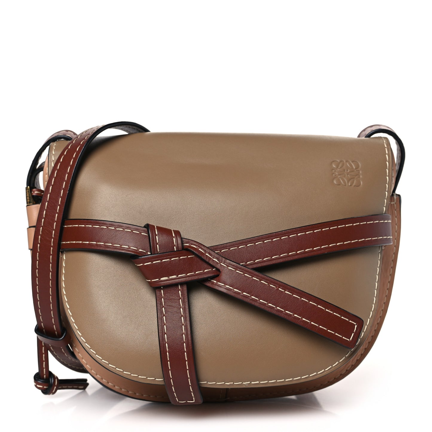 Calfskin Small Gate Crossbody Bag Taupe