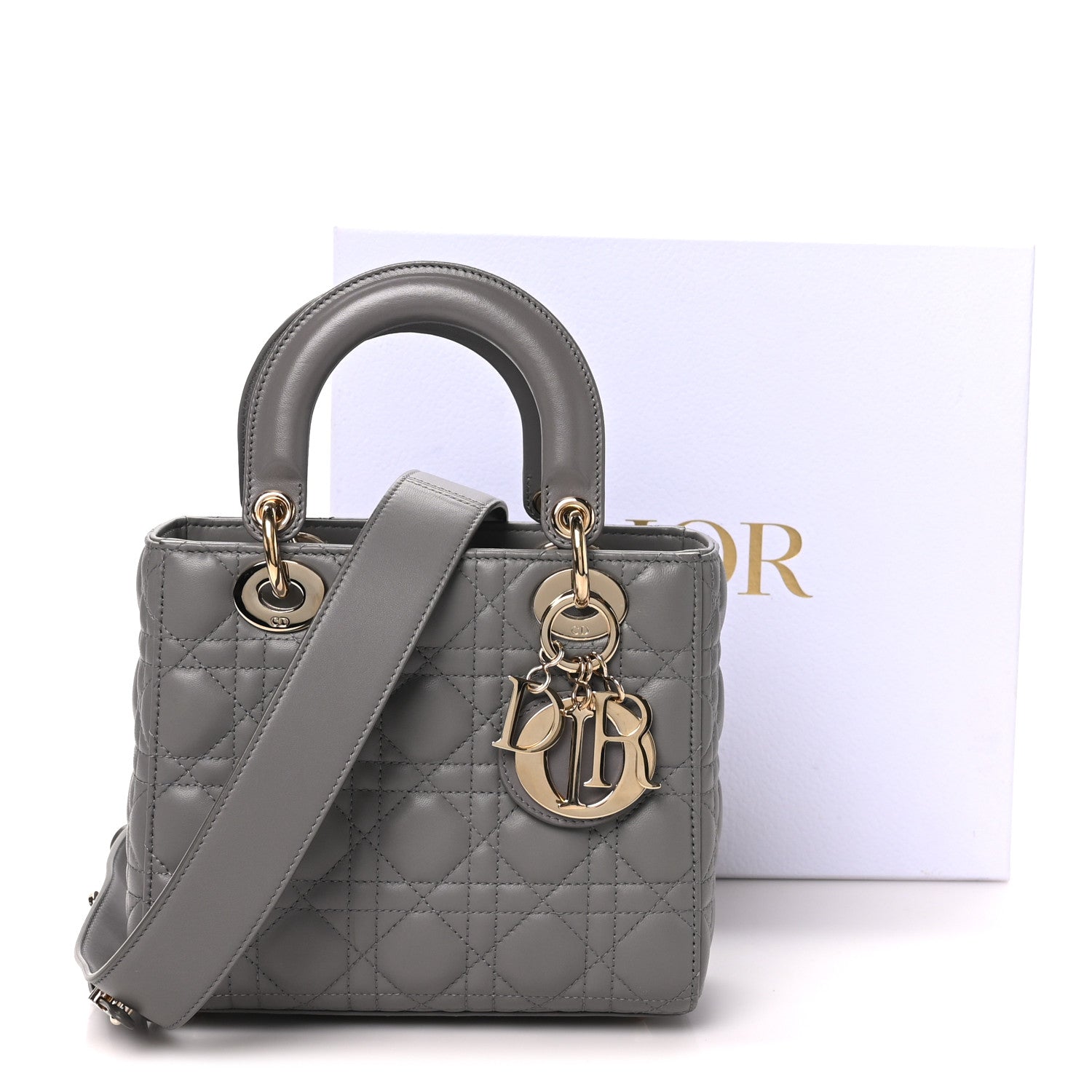 Christian Dior Lambskin Cannage Small My ABCDior Lady Dior Grey 10 of 10
