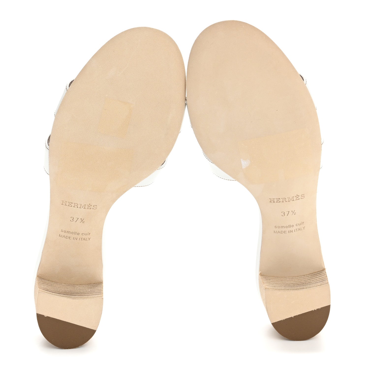 Hermes Calfskin Oasis Sandals 37.5 White 6 of 9
