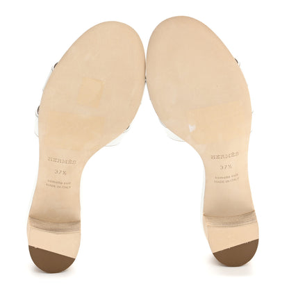 Hermes Calfskin Oasis Sandals 37.5 White 6 of 9