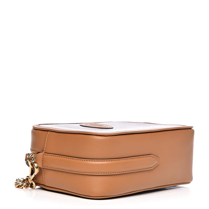 Fendi Glazed Fabric Vitello Century FF 1974 Stamp Patch Camera Case Mogano Panna Caramello 4 of 10