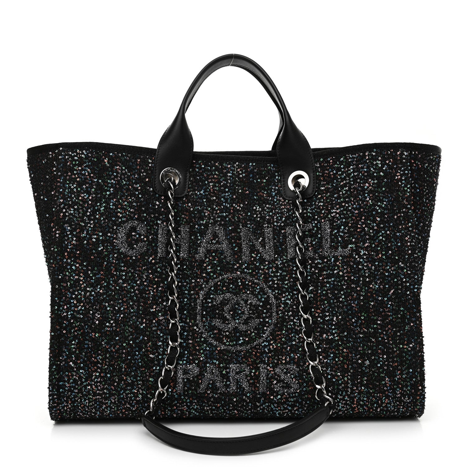 Chanel Calfskin Sequin Medium Deauville Tote Black 1 of 10