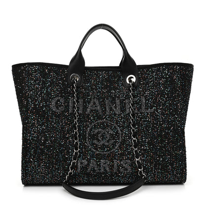 Chanel Calfskin Sequin Medium Deauville Tote Black 1 of 10