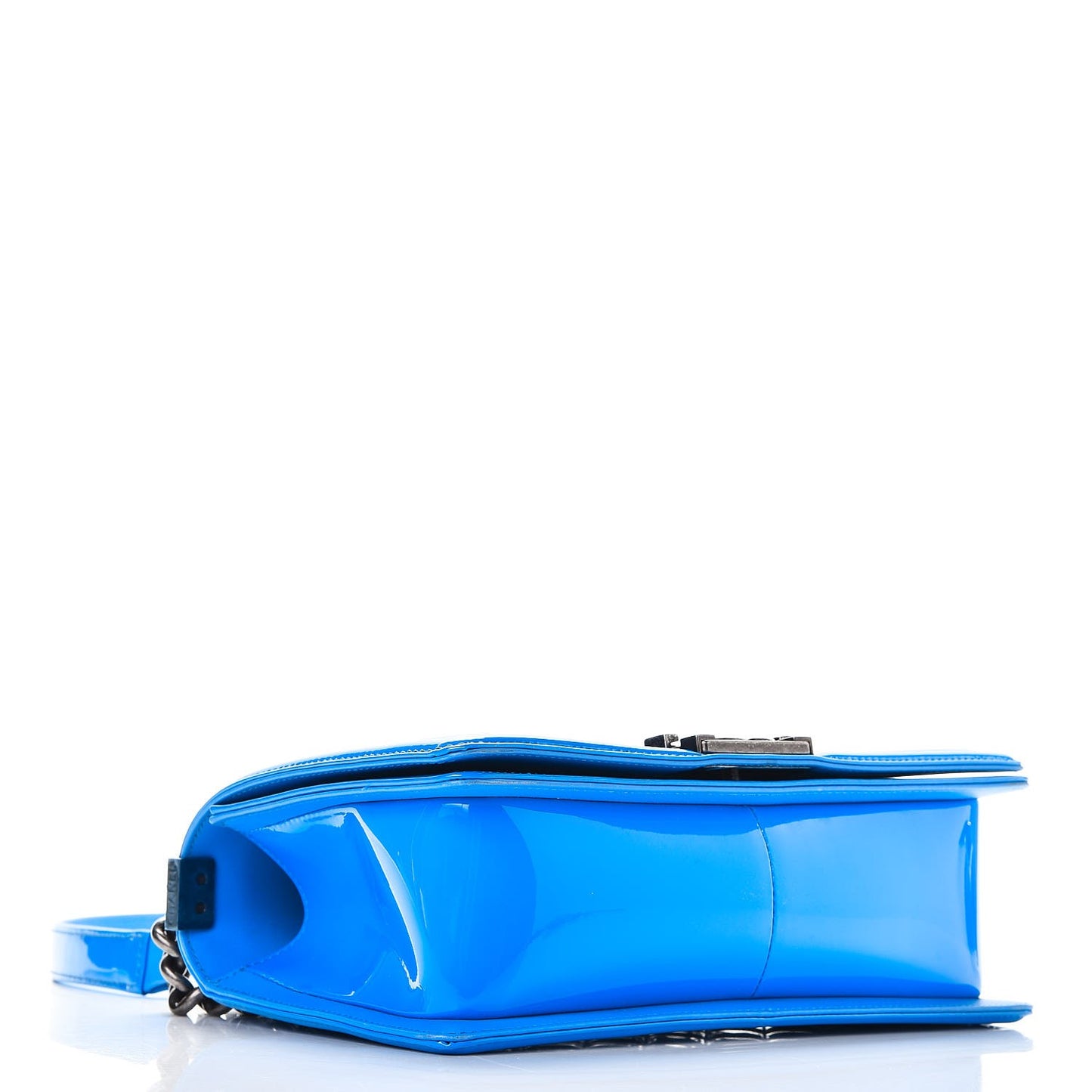 Patent Calfskin Quilted Medium Boy Flap Blue