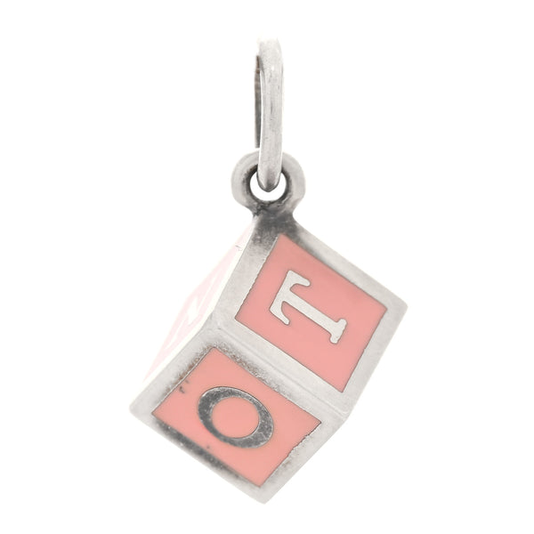 Tiffany Sterling Silver Enamel Baby Block Cube Charm Pink 1853236