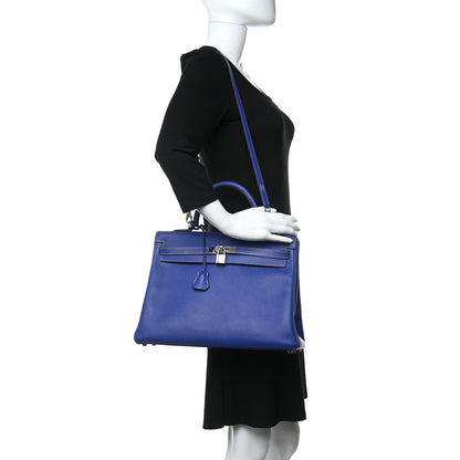 Hermes Epsom Candy Kelly Retourne 35 Bleu Electrique Mykonos 2 of 18