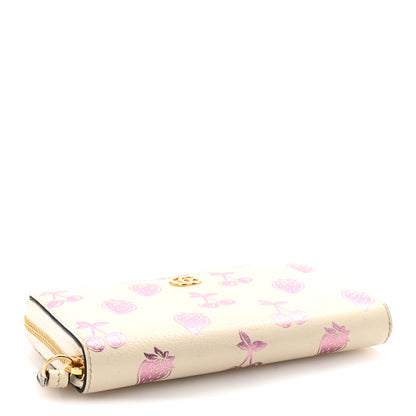 Gucci Textured Dollar Calfskin Berry Print GG Marmont Zip Around Wallet Mystic White Light Pink 4 of 7