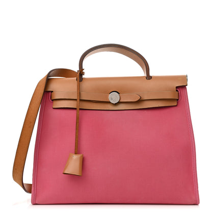 Hermes Toile Vache Hunter Herbag Zip 31 PM Rose Lipstick Natural 1 of 20