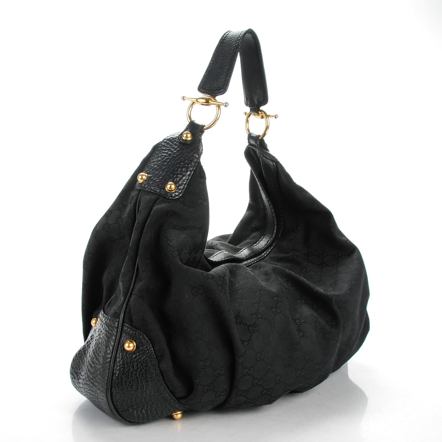 Gucci Monogram Large Jockey Hobo Black 3 of 8