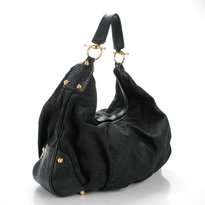 Gucci Monogram Large Jockey Hobo Black 3 of 8