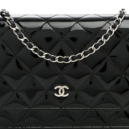 Chanel Patent Quilted Wallet On Chain WOC Black 9 of 11