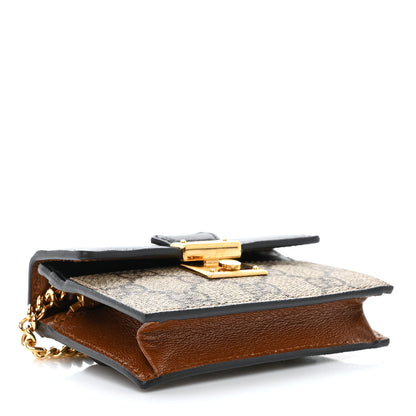 Gucci GG Supreme Monogram Calfskin Mini Padlock Top Handle Belt Bag Beige Black Cuir 4 of 12
