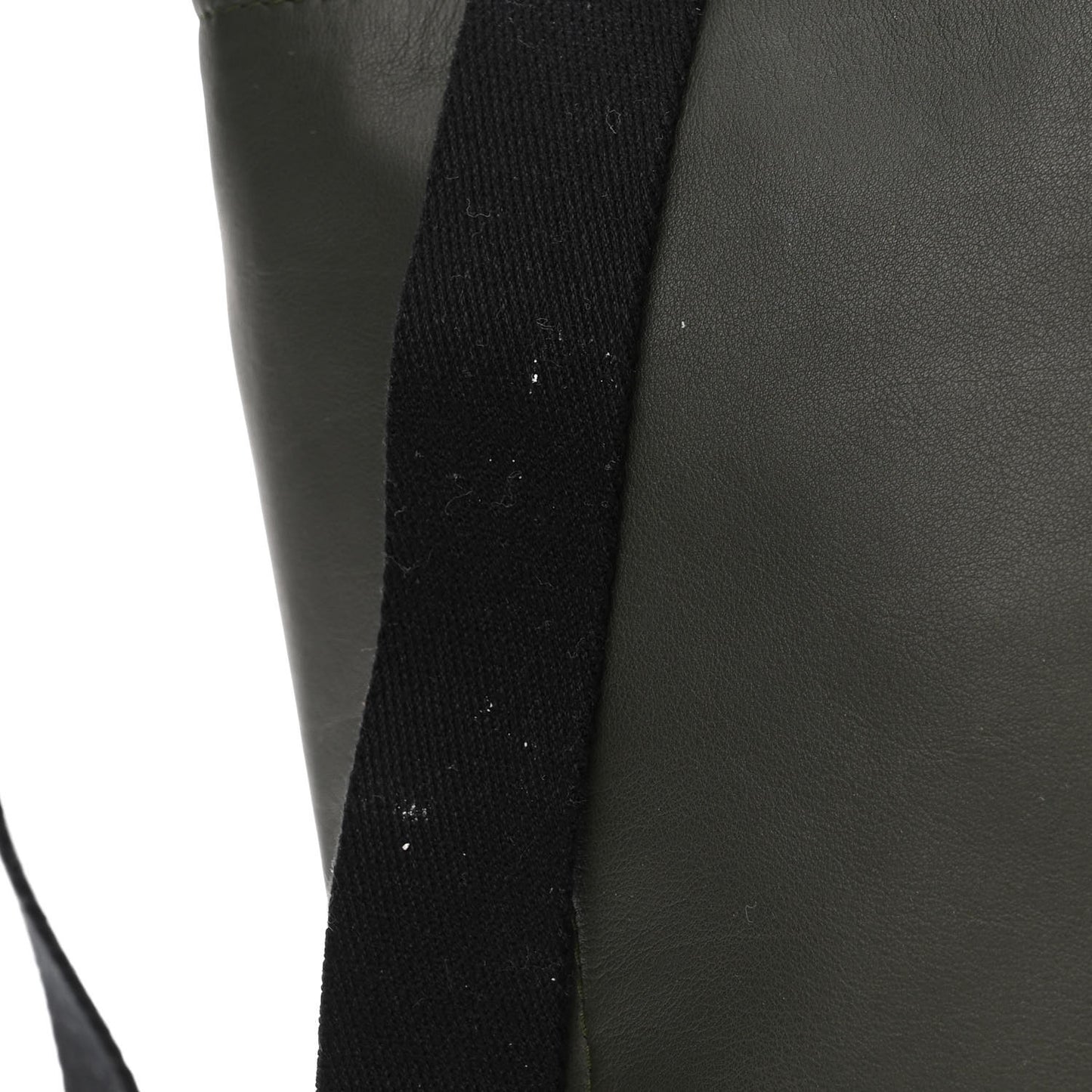 Smooth Calfskin Nylon Drawstring Bucket Bag Green