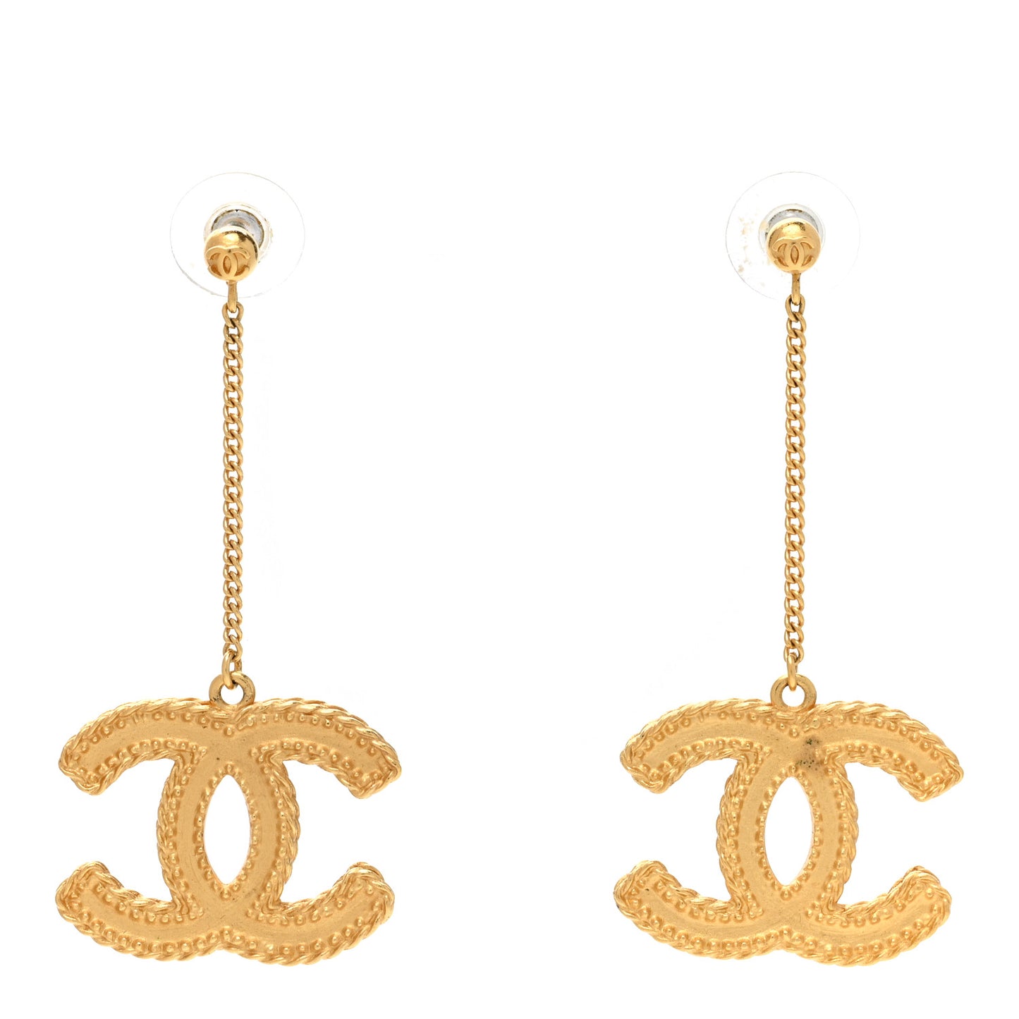 CC Drop Earrings Matte Gold