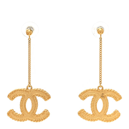 Chanel CC Drop Earrings Matte Gold 1 of 6